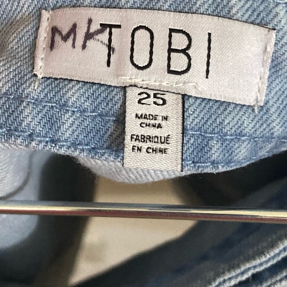 TOBI WRAP DENIM RAW HEM SKIRT, SIZE 25. - Picture 5 of 5